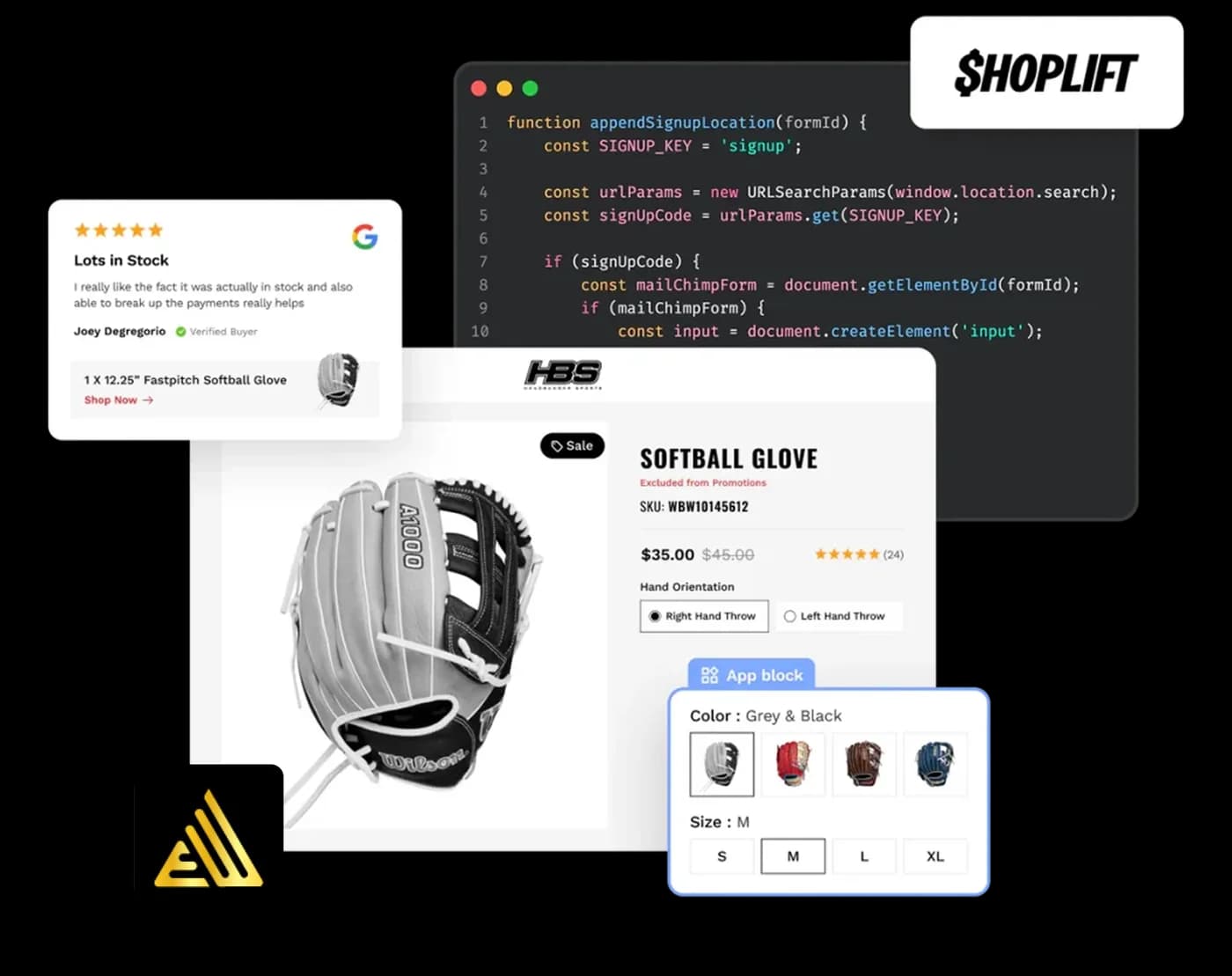 Shopify A/B testing dashboard comparing variant performance with Shoplift