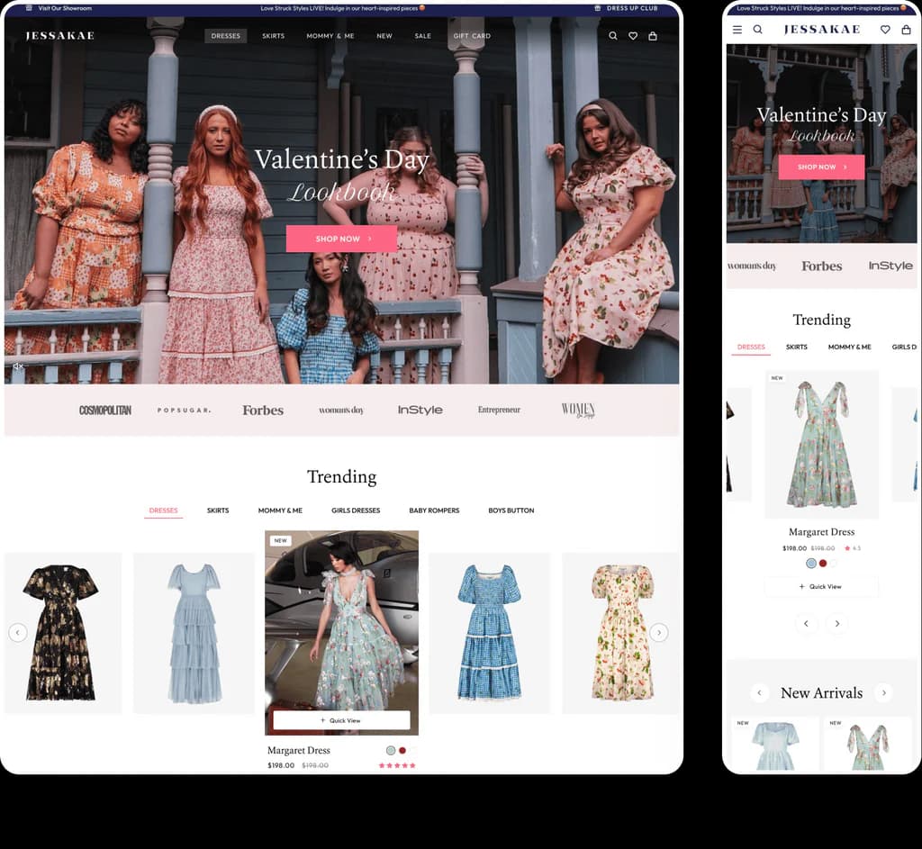 Shopify page UX and UI design mockup