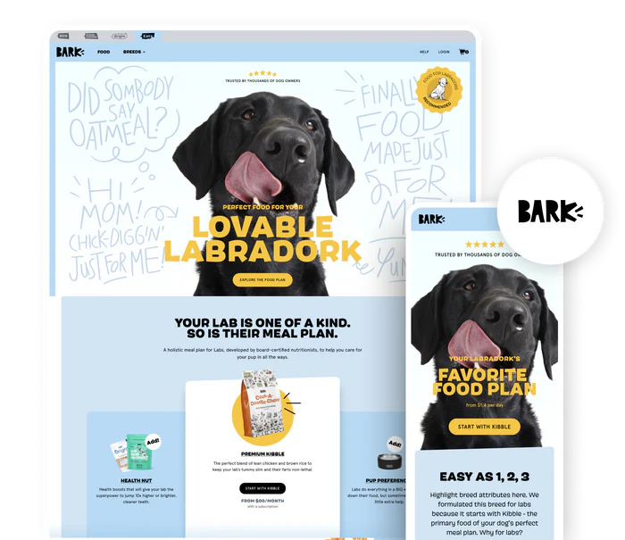 Bark dynamically personalized Shopify store developed by Ecomm Wizards