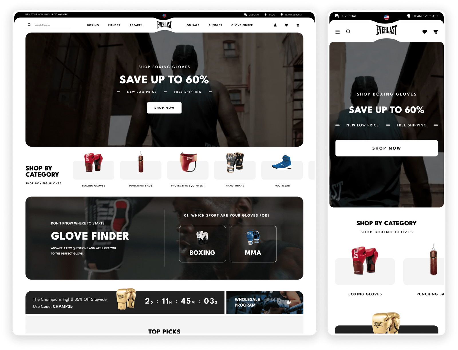 Everlast Men's Apparel Shopify storefront