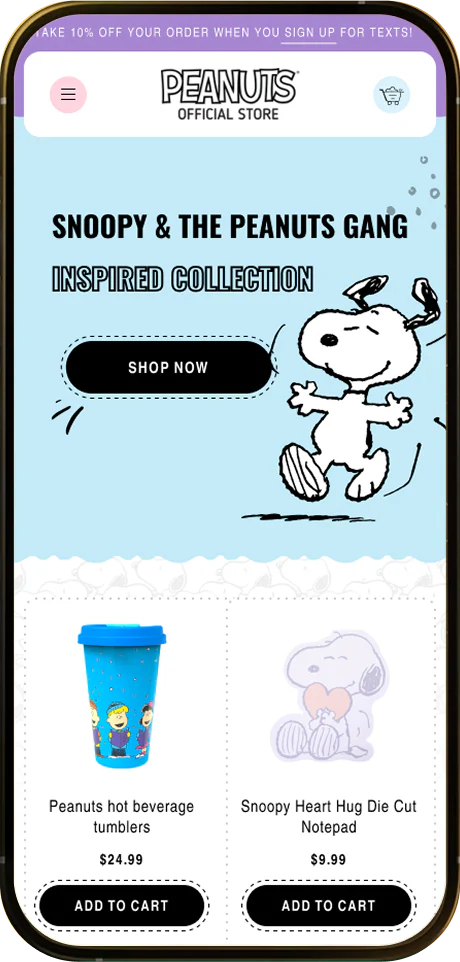 Shopify mobile app and store design example